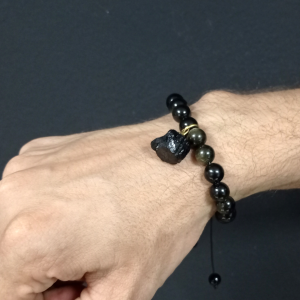 Pulsera Protección-Obsidiana y turmalina